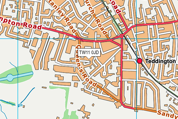TW11 0JD map - OS VectorMap District (Ordnance Survey)