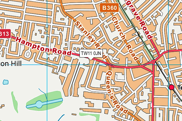 TW11 0JN map - OS VectorMap District (Ordnance Survey)