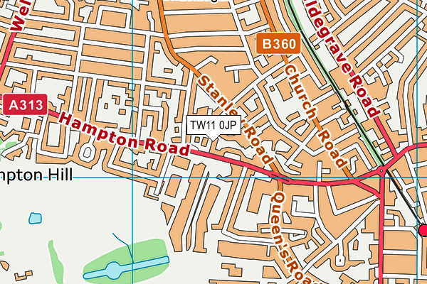 TW11 0JP map - OS VectorMap District (Ordnance Survey)