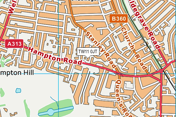 TW11 0JT map - OS VectorMap District (Ordnance Survey)