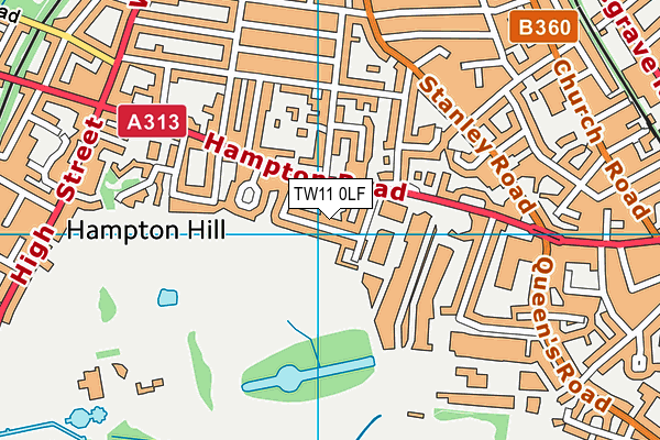 TW11 0LF map - OS VectorMap District (Ordnance Survey)