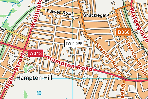 TW11 0PP map - OS VectorMap District (Ordnance Survey)