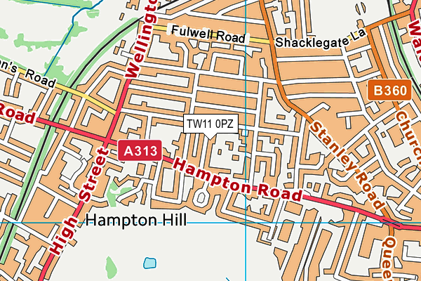 TW11 0PZ map - OS VectorMap District (Ordnance Survey)