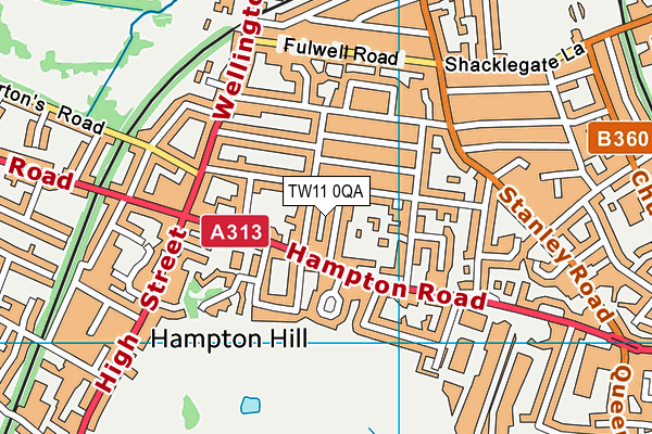 TW11 0QA map - OS VectorMap District (Ordnance Survey)