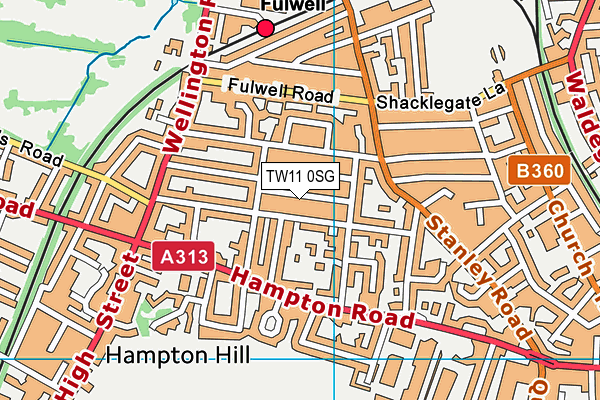 TW11 0SG map - OS VectorMap District (Ordnance Survey)