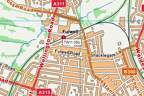 TW11 0SU map - OS VectorMap District (Ordnance Survey)