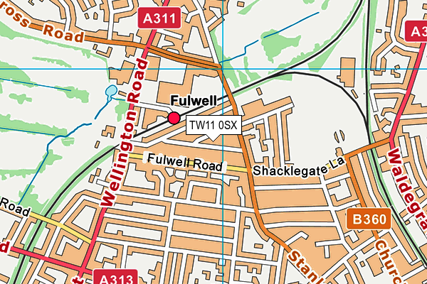 TW11 0SX map - OS VectorMap District (Ordnance Survey)