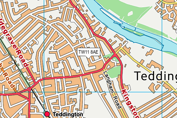 TW11 8AE map - OS VectorMap District (Ordnance Survey)