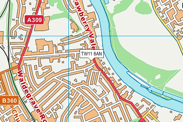 TW11 8AN map - OS VectorMap District (Ordnance Survey)