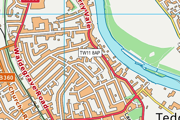 TW11 8AP map - OS VectorMap District (Ordnance Survey)