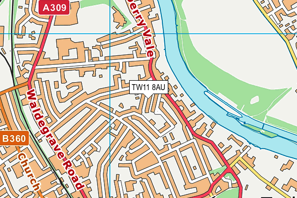TW11 8AU map - OS VectorMap District (Ordnance Survey)