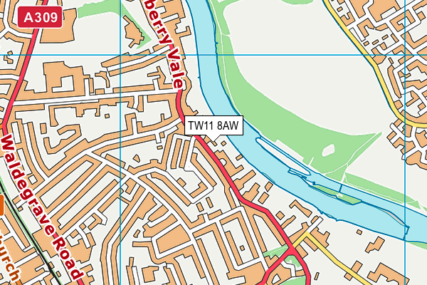 TW11 8AW map - OS VectorMap District (Ordnance Survey)
