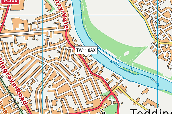 TW11 8AX map - OS VectorMap District (Ordnance Survey)