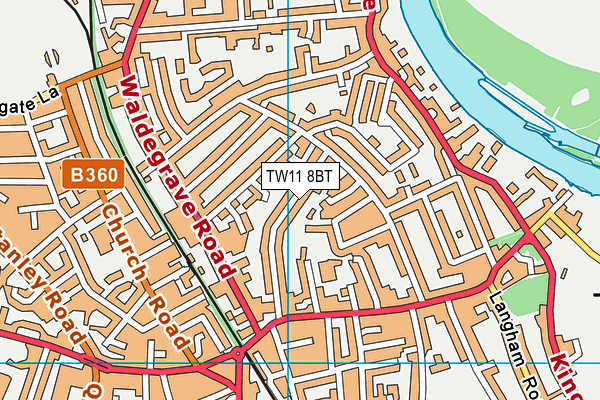 TW11 8BT map - OS VectorMap District (Ordnance Survey)