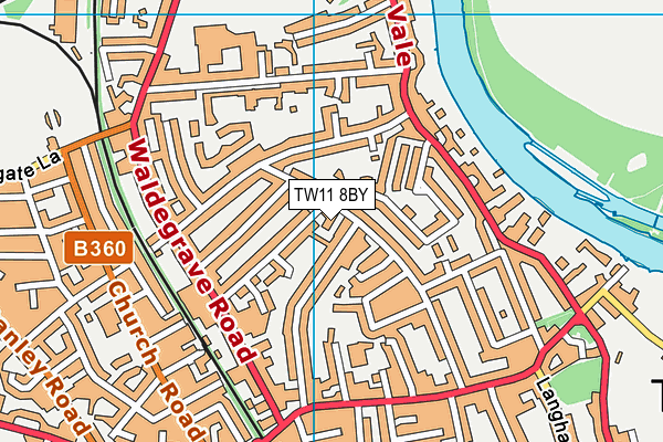 TW11 8BY map - OS VectorMap District (Ordnance Survey)