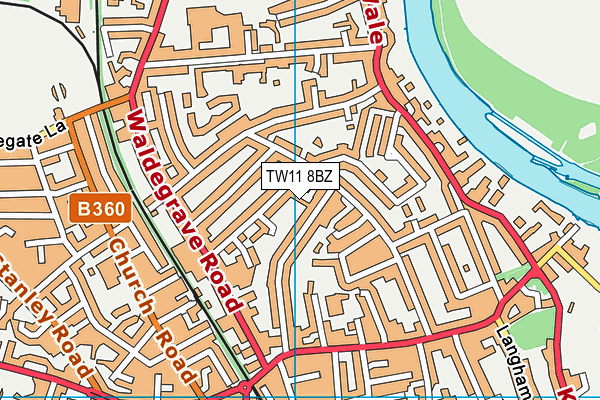 TW11 8BZ map - OS VectorMap District (Ordnance Survey)