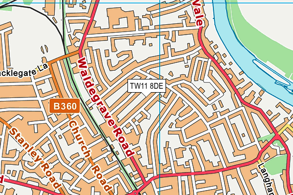 TW11 8DE map - OS VectorMap District (Ordnance Survey)