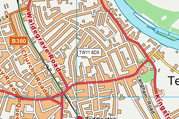 TW11 8DX map - OS VectorMap District (Ordnance Survey)