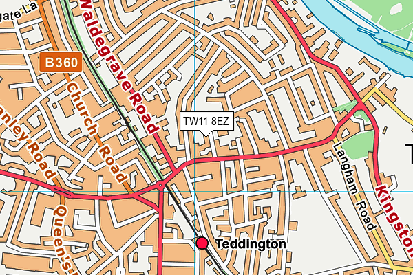 Teddington Lawn Tennis Club map (TW11 8EZ) - OS VectorMap District (Ordnance Survey)