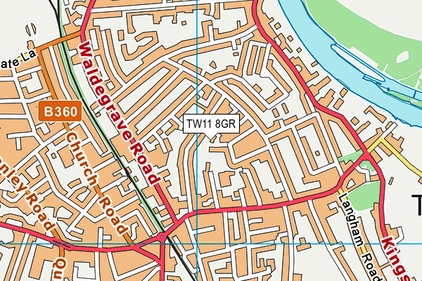 TW11 8GR map - OS VectorMap District (Ordnance Survey)