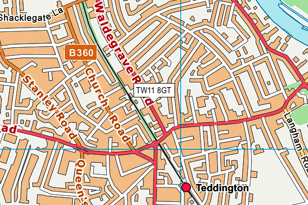 TW11 8GT map - OS VectorMap District (Ordnance Survey)