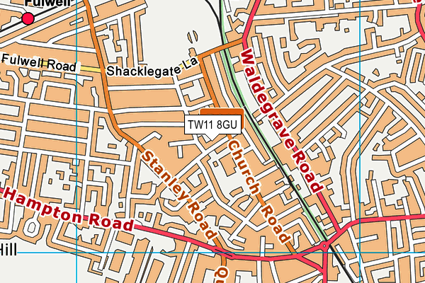 TW11 8GU map - OS VectorMap District (Ordnance Survey)