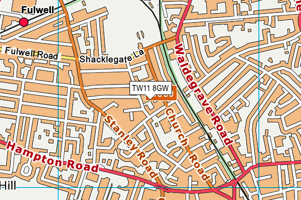 TW11 8GW map - OS VectorMap District (Ordnance Survey)