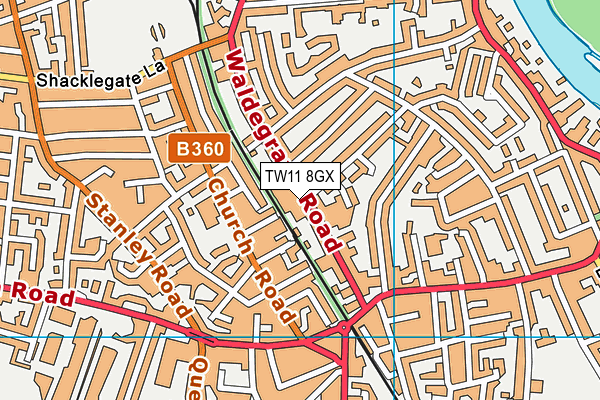 TW11 8GX map - OS VectorMap District (Ordnance Survey)