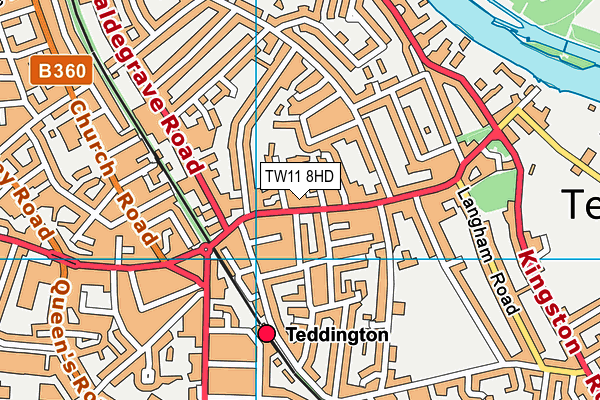 TW11 8HD map - OS VectorMap District (Ordnance Survey)