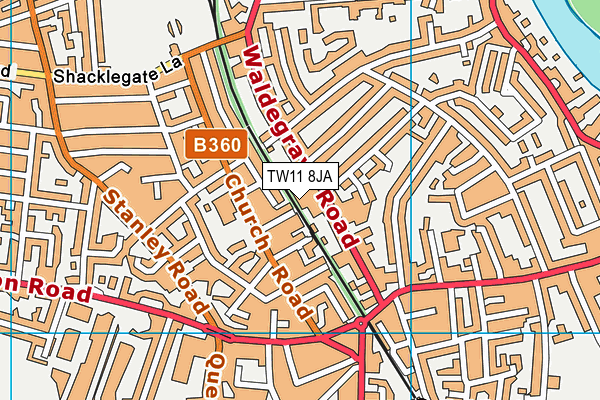 TW11 8JA map - OS VectorMap District (Ordnance Survey)