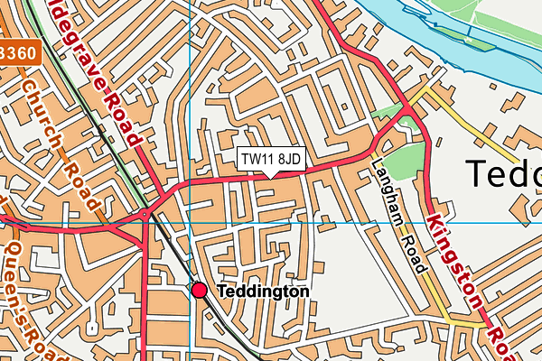 TW11 8JD map - OS VectorMap District (Ordnance Survey)