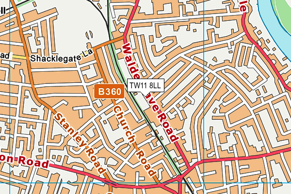 TW11 8LL map - OS VectorMap District (Ordnance Survey)