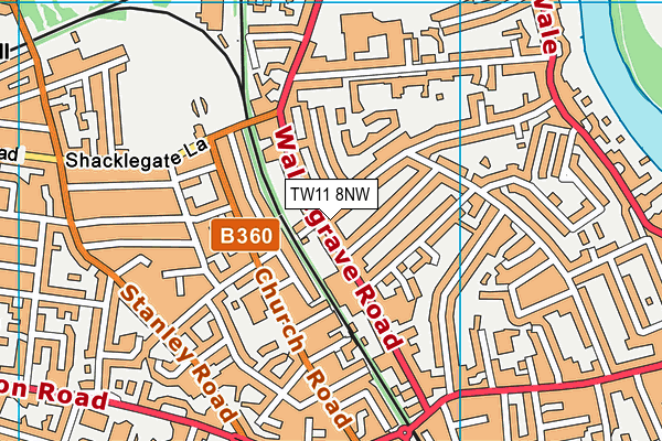 TW11 8NW map - OS VectorMap District (Ordnance Survey)