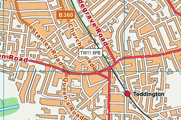 TW11 8PB map - OS VectorMap District (Ordnance Survey)