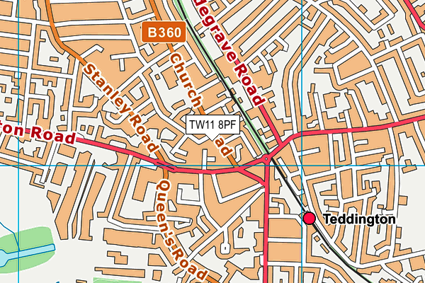 TW11 8PF map - OS VectorMap District (Ordnance Survey)