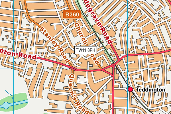 TW11 8PH map - OS VectorMap District (Ordnance Survey)