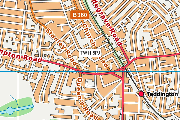 TW11 8PJ map - OS VectorMap District (Ordnance Survey)