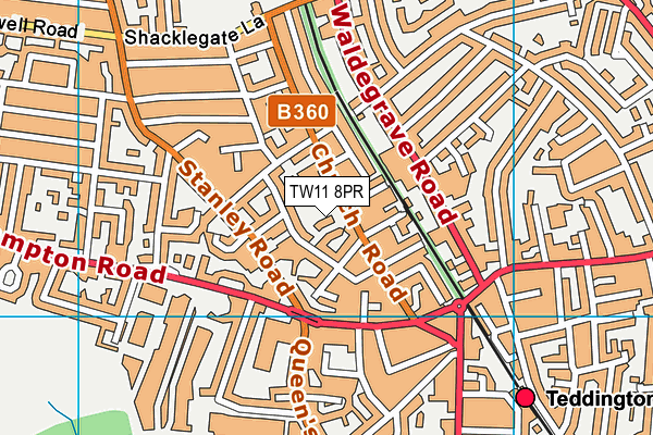 TW11 8PR map - OS VectorMap District (Ordnance Survey)
