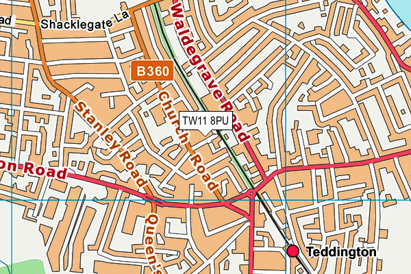 TW11 8PU map - OS VectorMap District (Ordnance Survey)