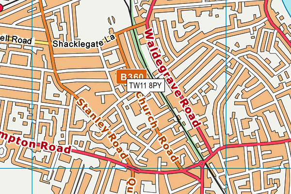 TW11 8PY map - OS VectorMap District (Ordnance Survey)
