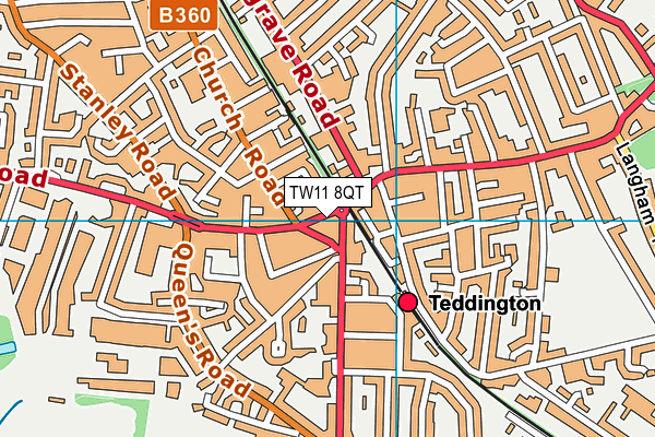 TW11 8QT map - OS VectorMap District (Ordnance Survey)