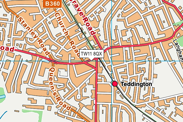 TW11 8QX map - OS VectorMap District (Ordnance Survey)