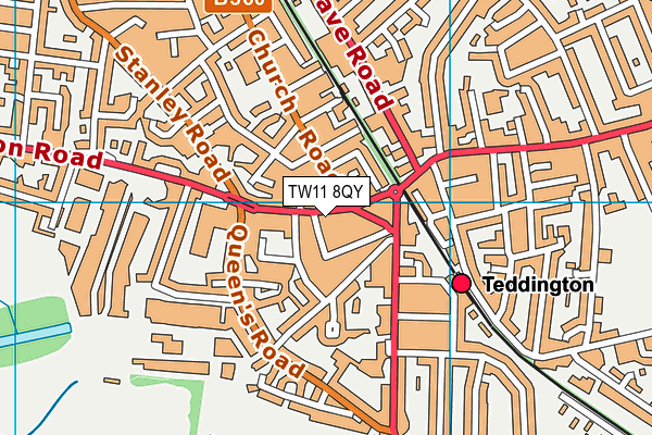TW11 8QY map - OS VectorMap District (Ordnance Survey)