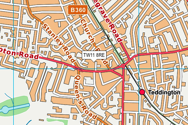 TW11 8RE map - OS VectorMap District (Ordnance Survey)