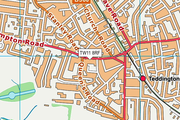 TW11 8RF map - OS VectorMap District (Ordnance Survey)