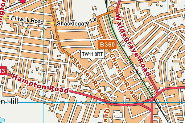 TW11 8RT map - OS VectorMap District (Ordnance Survey)