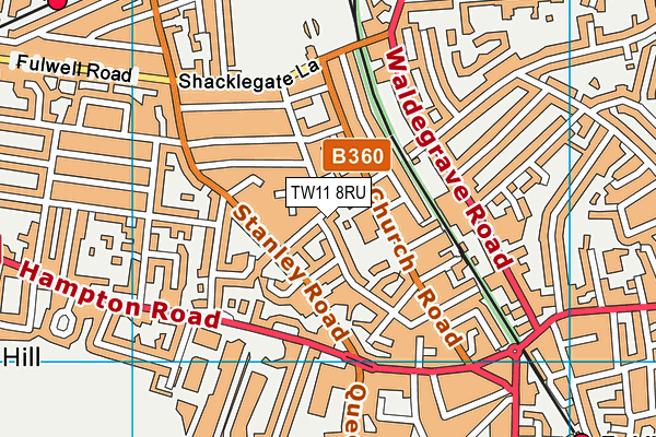TW11 8RU map - OS VectorMap District (Ordnance Survey)