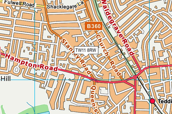 TW11 8RW map - OS VectorMap District (Ordnance Survey)