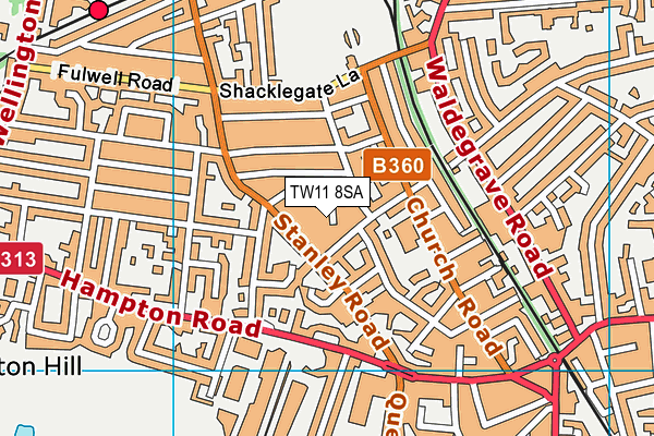 TW11 8SA map - OS VectorMap District (Ordnance Survey)