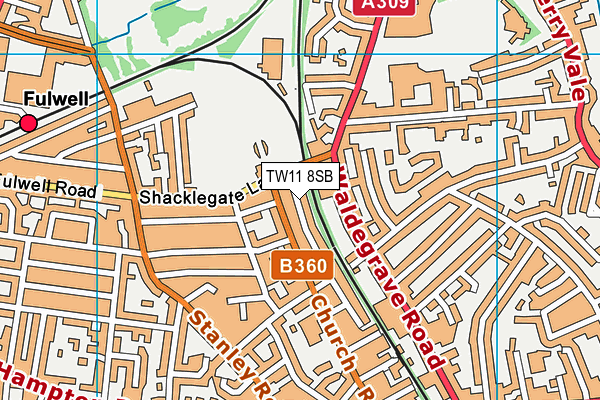 TW11 8SB map - OS VectorMap District (Ordnance Survey)